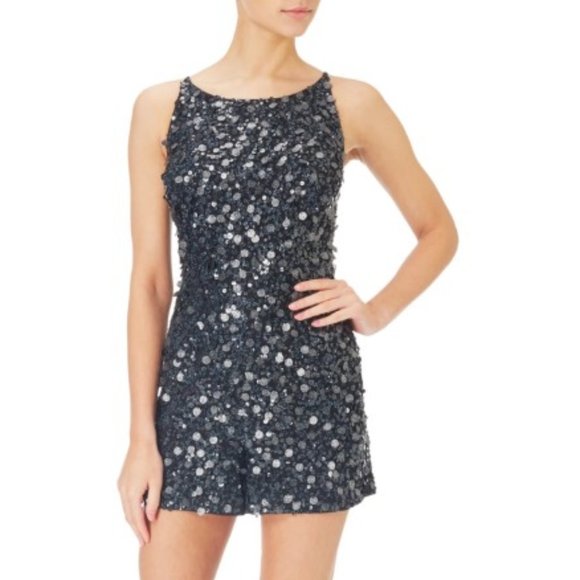 ADRIANNA PAPELL Sequined Romper  𝗡𝗘𝗪 𝗪𝗜𝗧𝗛 𝗧𝗔𝗚𝗦!  ﾟ･｡+☆+｡･ﾟ･｡+☆+｡･ﾟ･｡+ - Picture 2 of 9